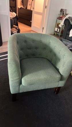 Green Tufted Barrel Accent Chair