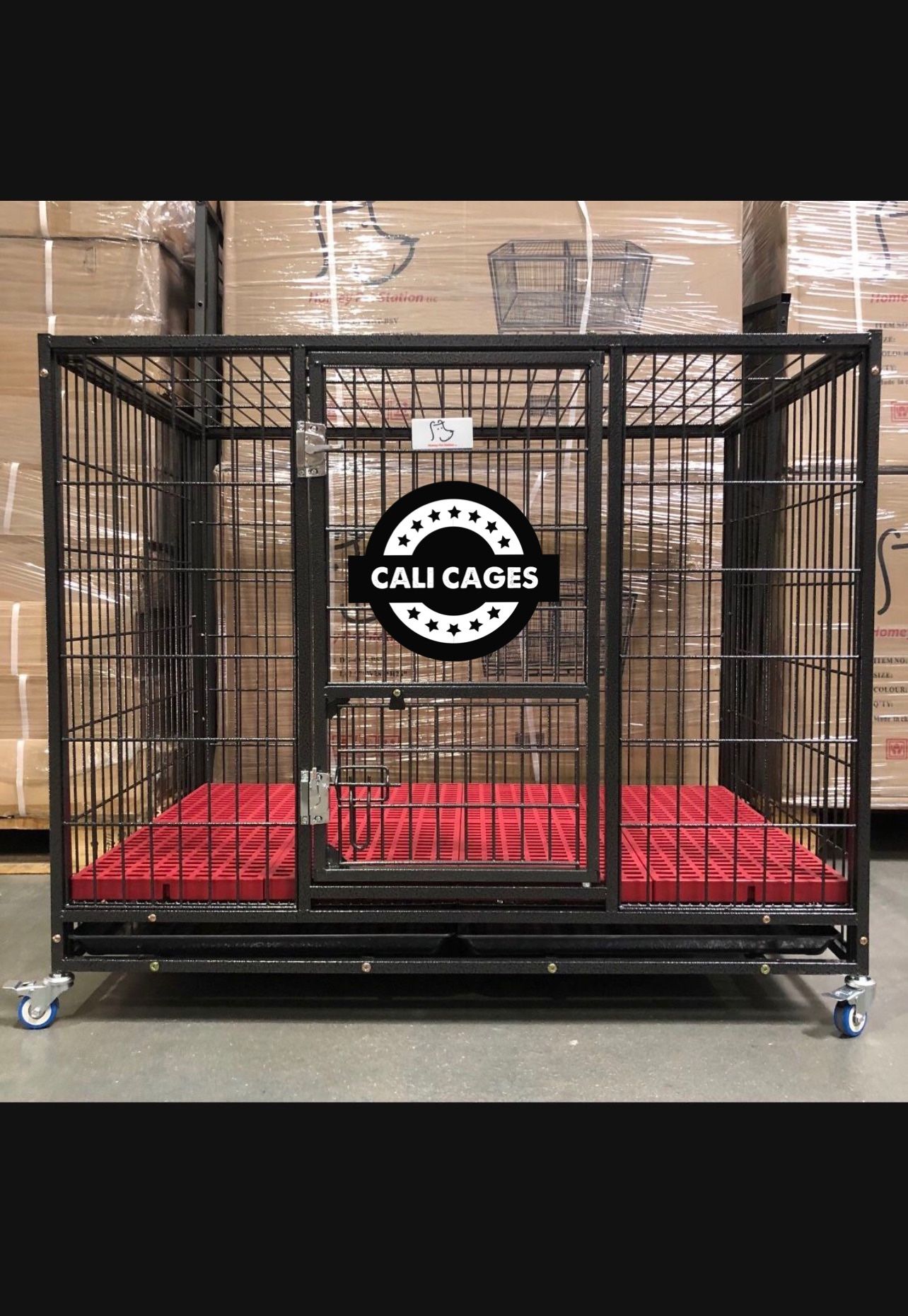 Dog Pet Cage Kennel Size 43” Large Folding With Plastic Gird New