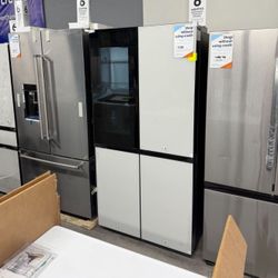 Samsung - Bespoke 29 Cu Ft 4-Door Flex French Door Refrigerator With See Thru Glass In White Glass 