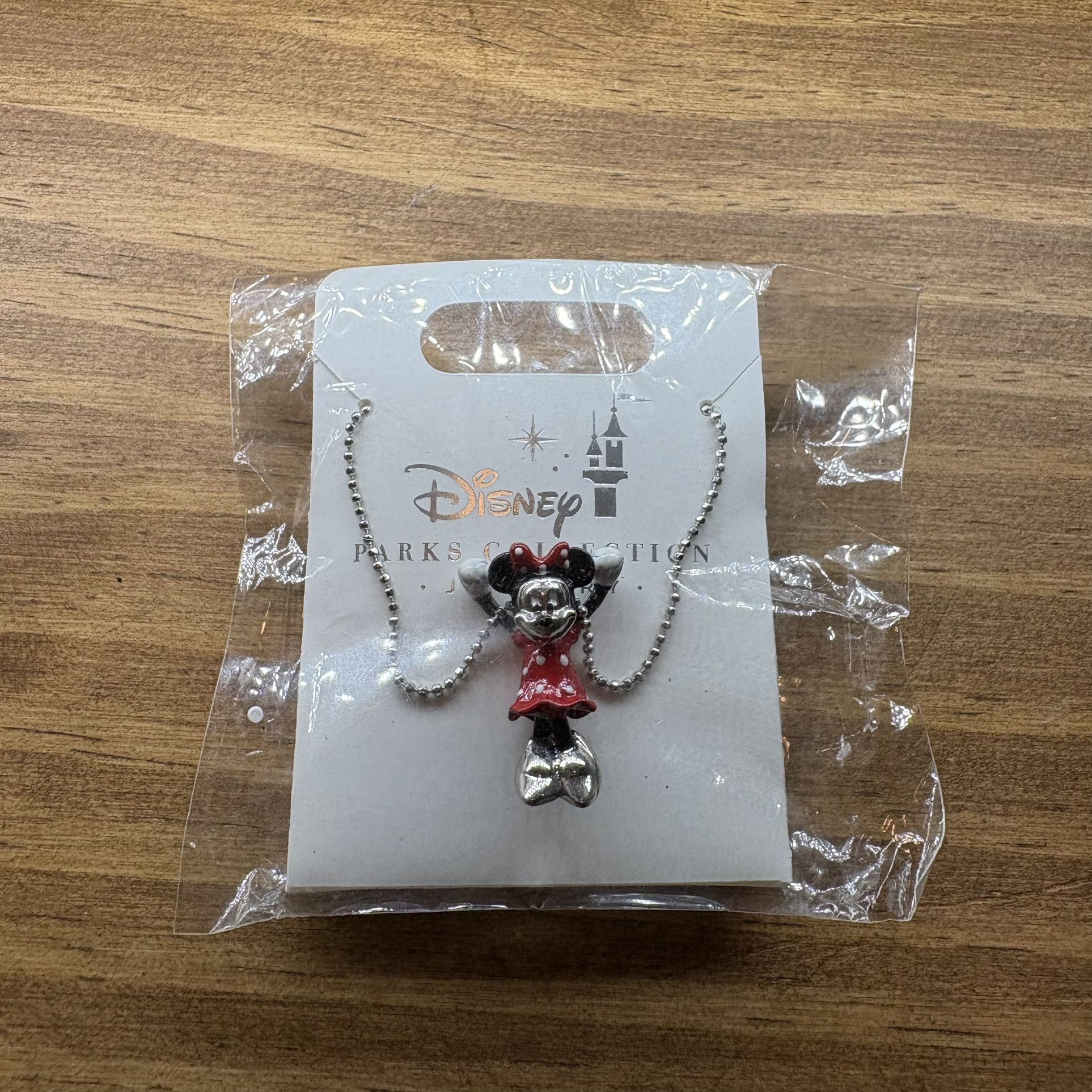 Disney Parks Collection Minnie Mouse Necklace Red Dress Pendant – New in Package