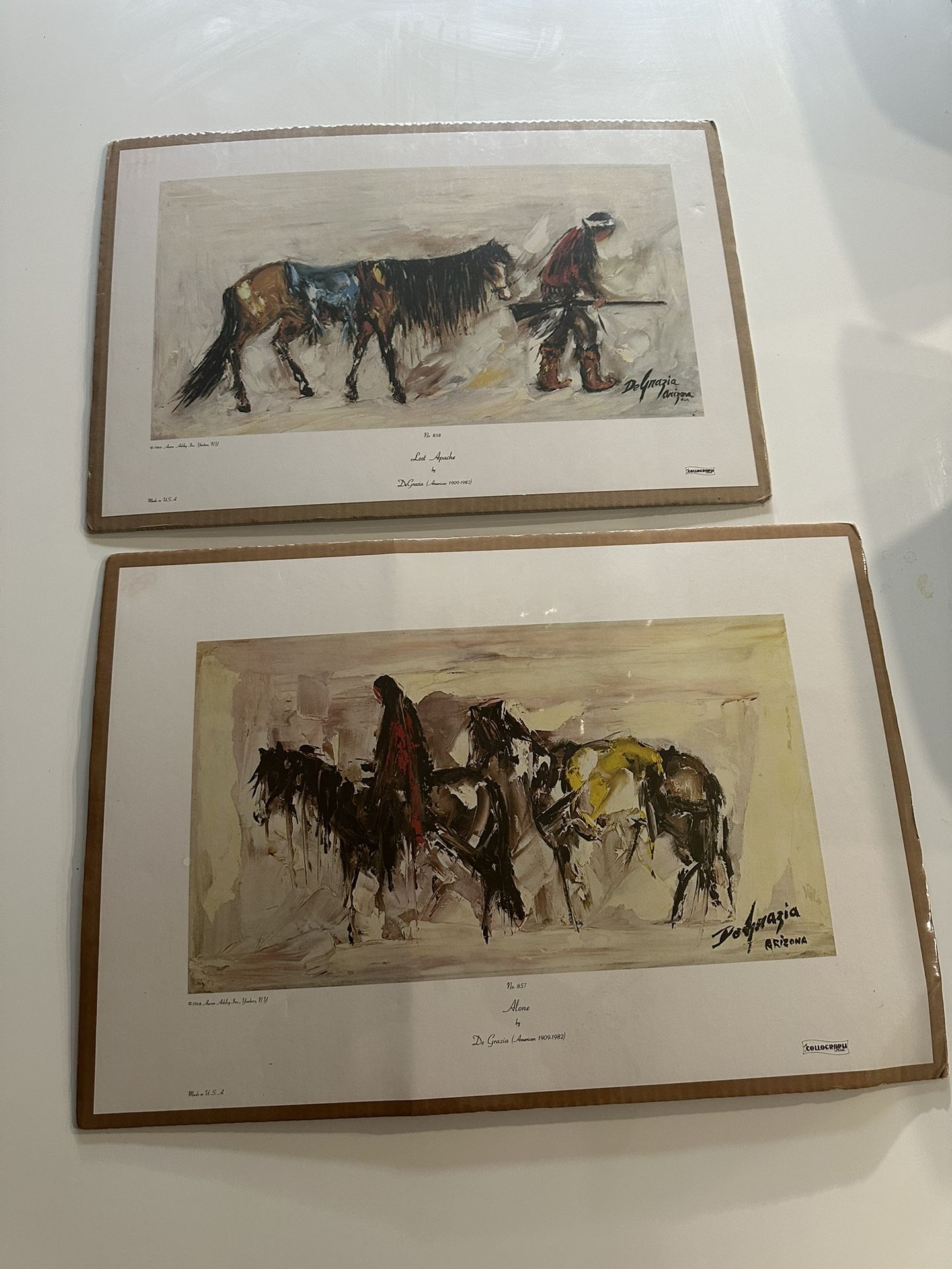 vtg Ted DeGrazia PRINTS Alone Lost Apache painting horse Native American Arizona