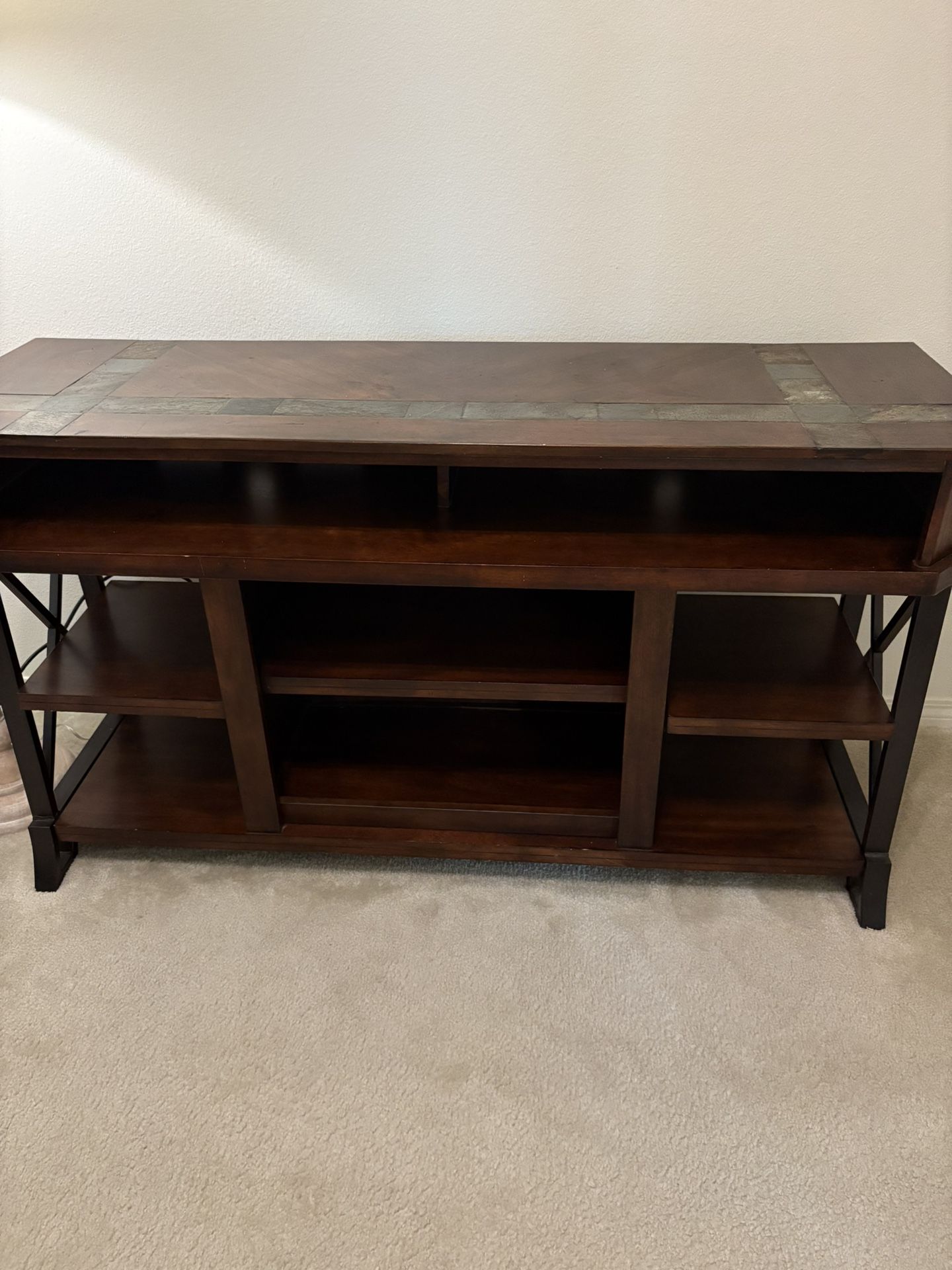 Solid Wood TV Stand With Matching End Tables