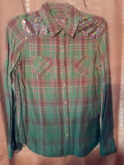 Childs Justice size 16 plaid shirt