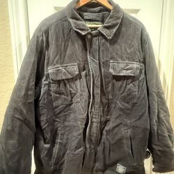 Vintage Eddie Bauer Outdoor Outfitters Mens Corduroy Jacket With Pockets & Snap Closures Navy Size L
