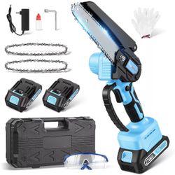 Transmart Cordless Chainsaw 6" Rechargeable w/2PCS 21V Batteries, 3 PCS Chains