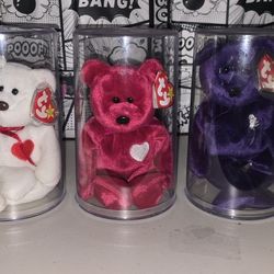 SUPER RARE LOT OF ERROR BEANIE BABIES -PRINCESS DIANA-VALENTINO-VALENTINA