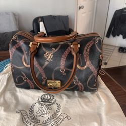 Lauren Ralph Lauren - Caldwell Beltin Black & Brown Equestrian Satchel Bag- Excellent condition