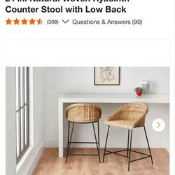 2 pcs StyleWell
24 in. Natural Woven Hyacinth Counter Stool with Low Back - 2 ONLY

$95