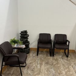 6 Brown Leather Office / Waiting Room Chairs – Great Condition