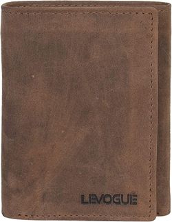 Leather Mens RFID Blocking Slim Trifold Wallet with Middle Flap 9 Cards+ 2 ID Window + 2 Note 