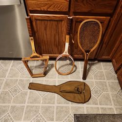 Three Antique Tennis Rackets 