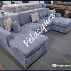 ✅️✅️4 pc  corduroy fabric sectional sofa with double chaise ✅️✅️
