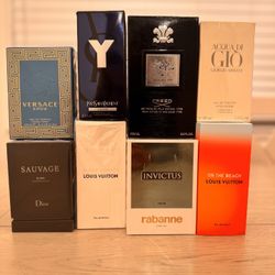 Sauvage, Invictus, Acqua Di Gio, Creed Aventus, YSL L'Elixir, Versace Eros,LV On the Beach,LV Ombre
