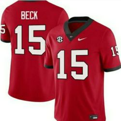 New! Georgia Bulldogs #15 Carson Beck Red Stitched Men's Jersey XL