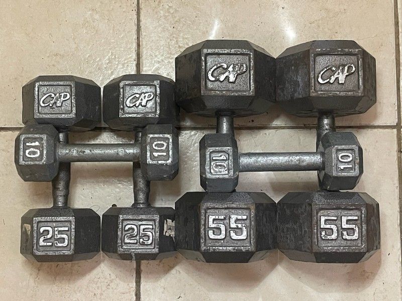 SET OF DUMBBELLS (PAIRS OF) : 10s  25s  55s 