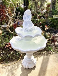 3 Tier Concrete Water Fountain: 31”W  x  22”D x 50”H