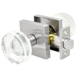 Nuk3y Nova Door Knob Passage Crystal Glass Round (Satin Nickel)