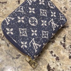 LV BLUE DENIM ZIPPY COIN MINI WALLET