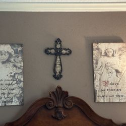 Angel Theme Wall Art And Cross Decor