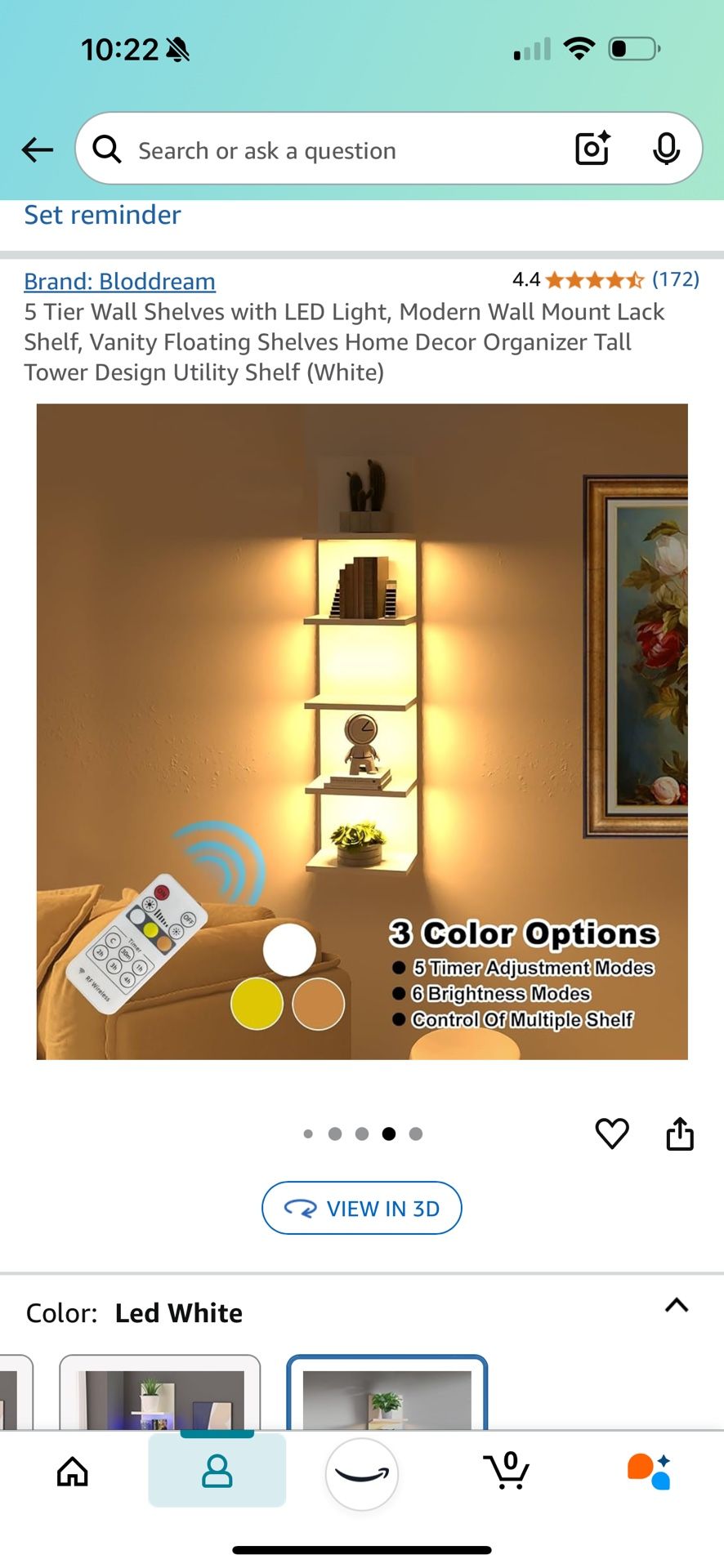 5 Tier Mounted Wall Shelf With LED Lights