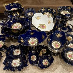 Vintage Limoges France Cobalt Blue Porcelain Ware Set
