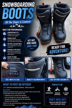 Salomon Snowboard Boots Men’s Size 9.5 – Good Condition