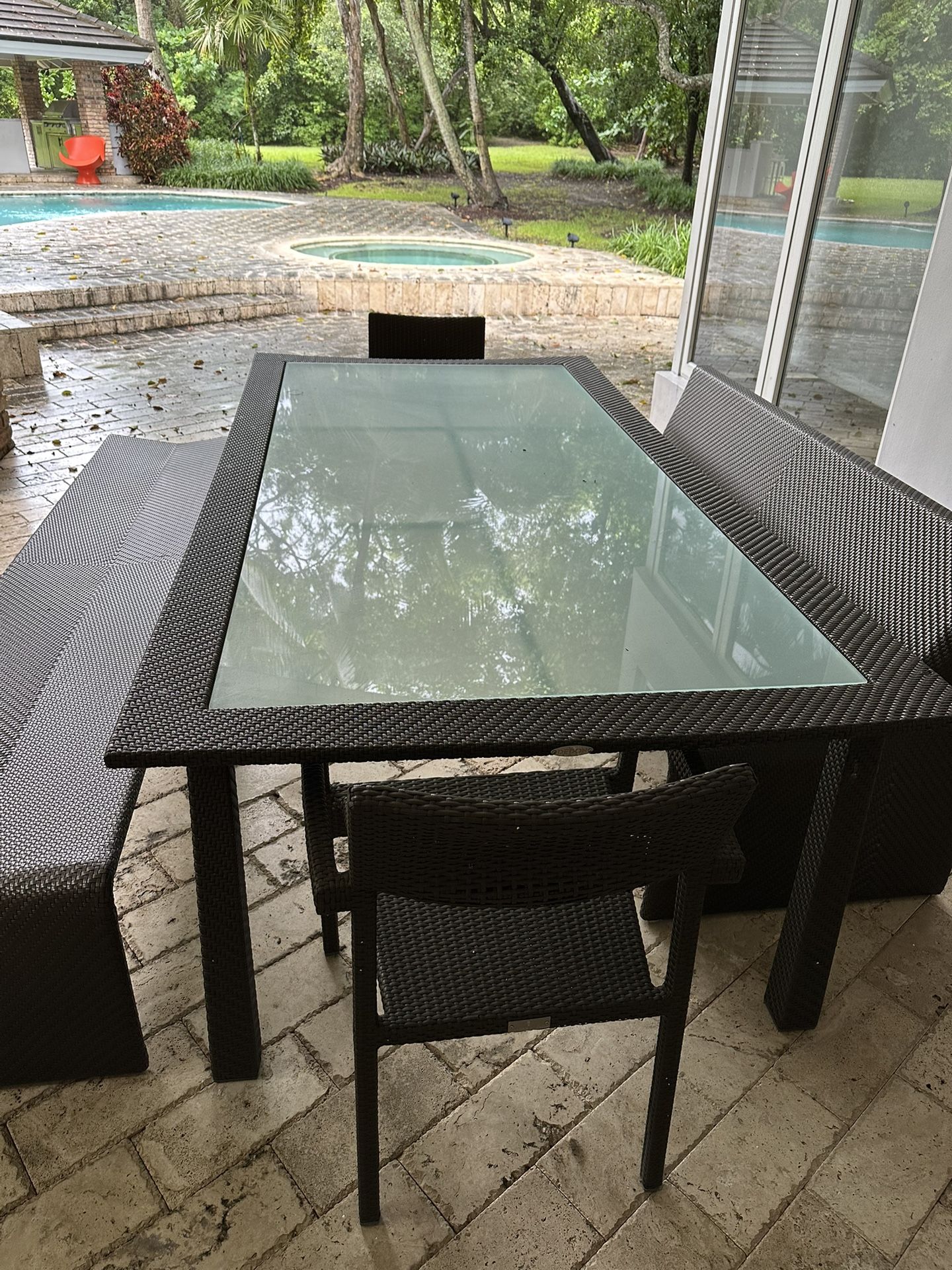 Outdoor Dining Table w/ 2 Benches And 2 Chairs