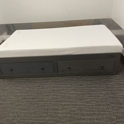 Twin Bed With Firm Mattess and Storage Drawers. 