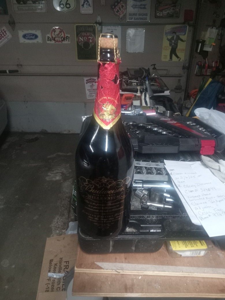 Empty Budweiser Millennium Bottle