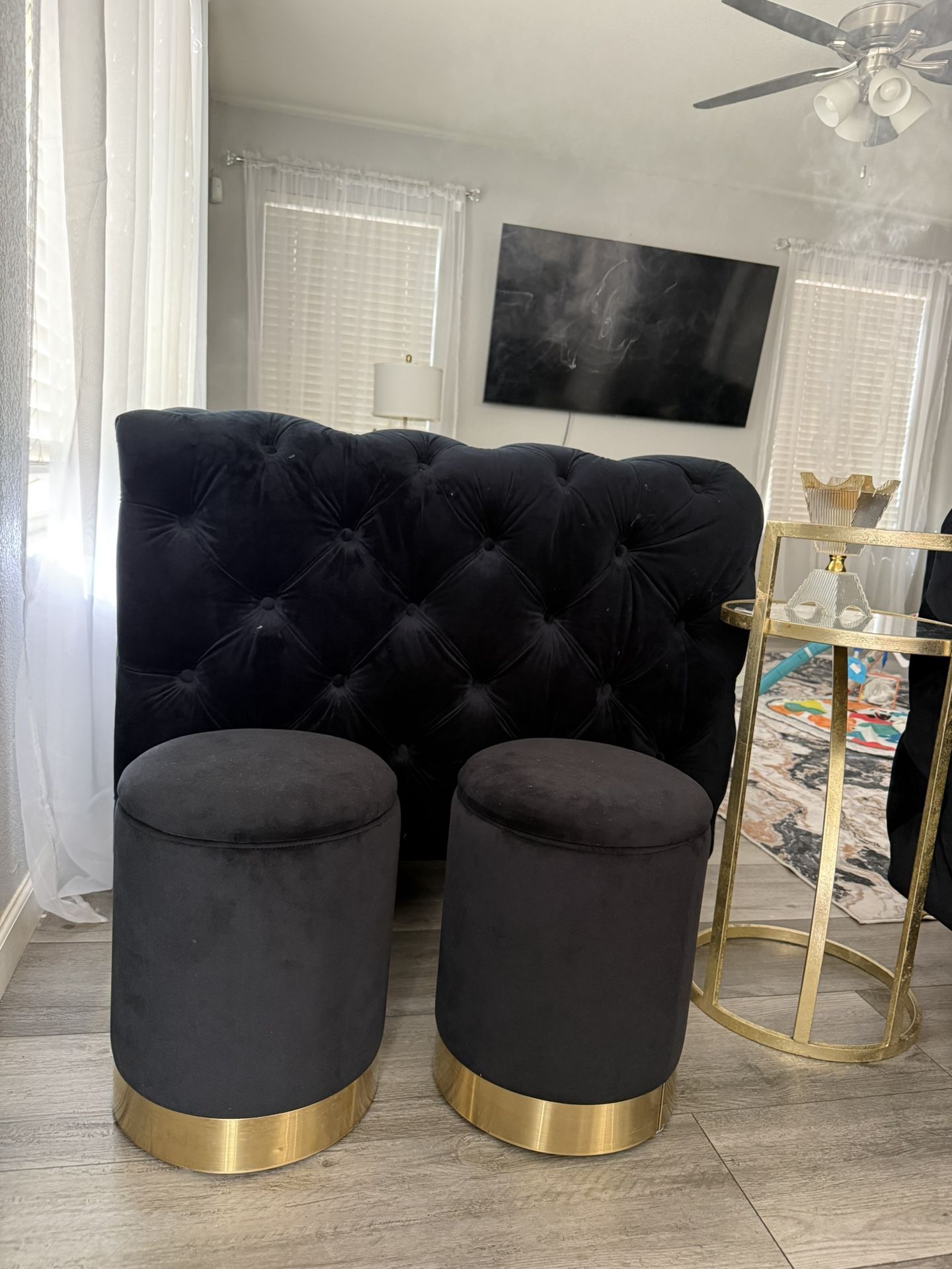 Velvet Nesting Ottomans