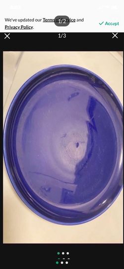 Large 13" Cobalt Blue Ceramic Plant Saucer/ Birdbath/Platter