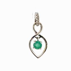 Woman’s Ladies 14k White Gold Green Stone 3/4” Inch Pendant for Necklace GP3126853