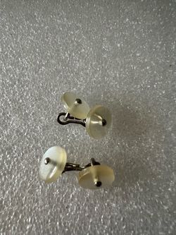 VTG Small Elegant Unisex Round Clear/Pearlized French Cufflinks 1”