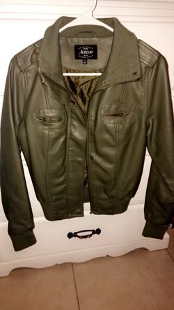 Army green leather jacket