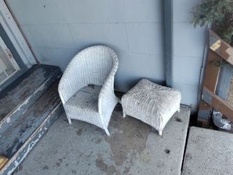 Kids Wicker Chair And Foot Stool 