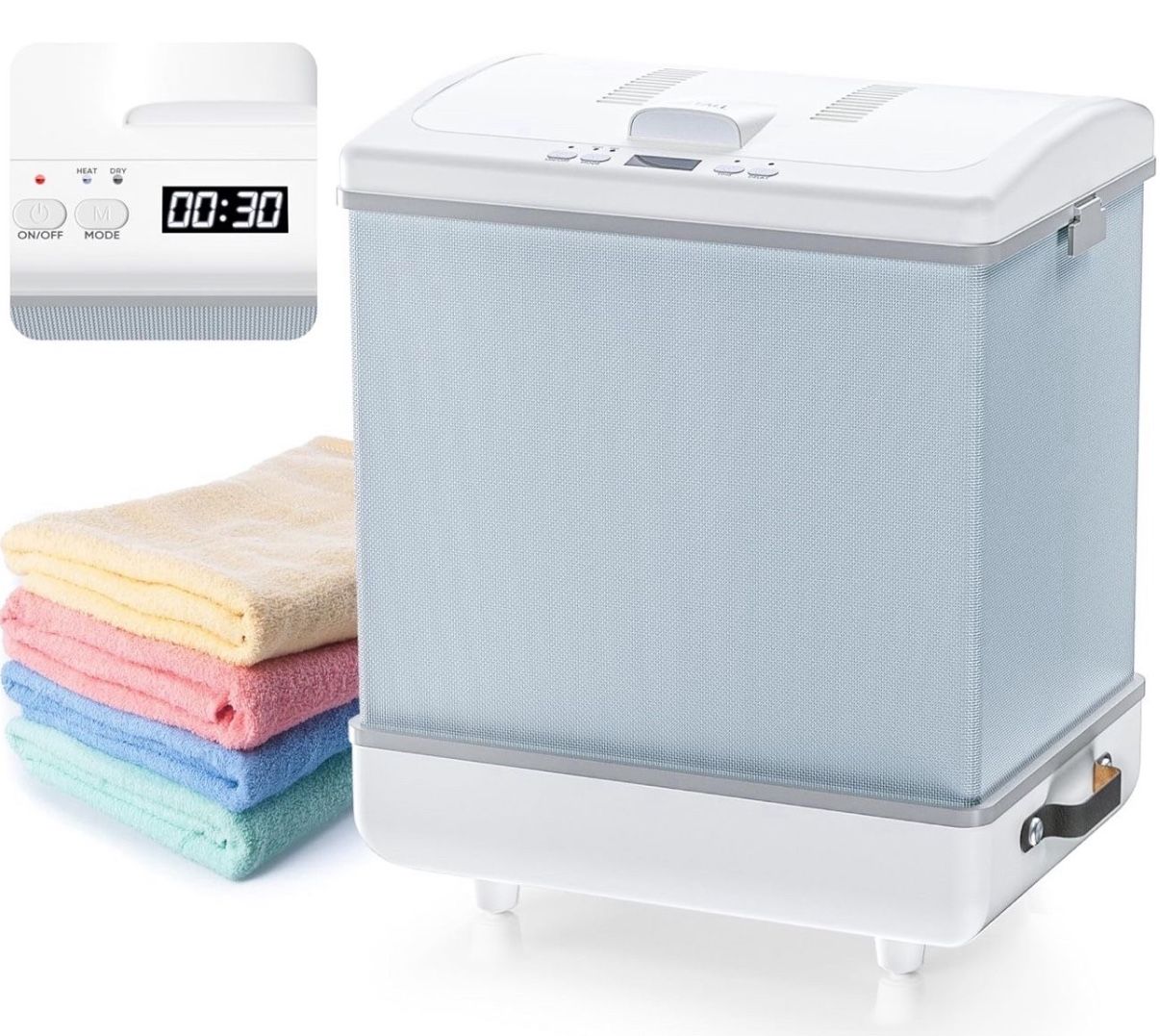 Folding Towel Warmer Heated Warmers for Bathroom: Large Bucket for Towels, Blankets and Bathtub, Luxury Warmers for Baby Kids Families, Portable Heat