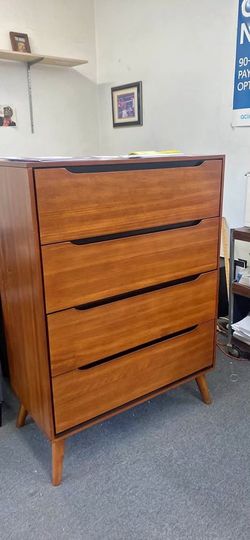 New Mid Century Chest.  Oak Finish.  34 x 17D x 48H.  Free Delivery?