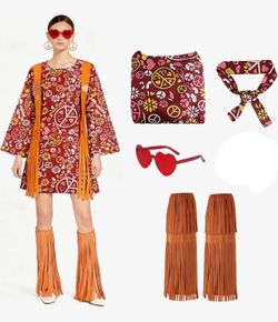60s 70s Hippie Costume Women 1970 Disco Outfits Hippy Clothes size Medium women’s