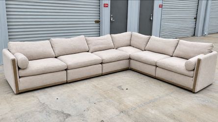 Seneca Point Linen Beige Microfiber 6-Piece Sectional Couch