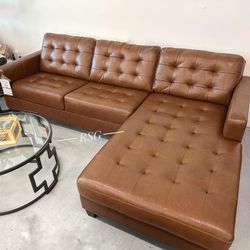 Original Leather Brown Leather Sofa Sectional Couch ⭐$39 Down Payment with Financing ⭐ 90 Days same as cash