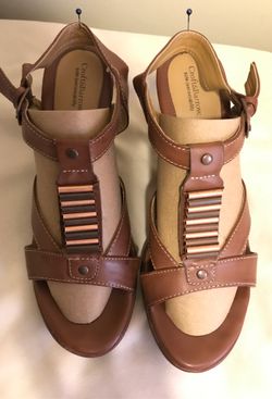 New Leather Sandals with 4” wedge heel Size 8