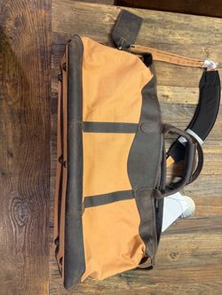 Leather and canvas weekender bag