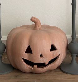Large Terracotta Pottery Barn Dupe Pumpkin Jack O Lantern