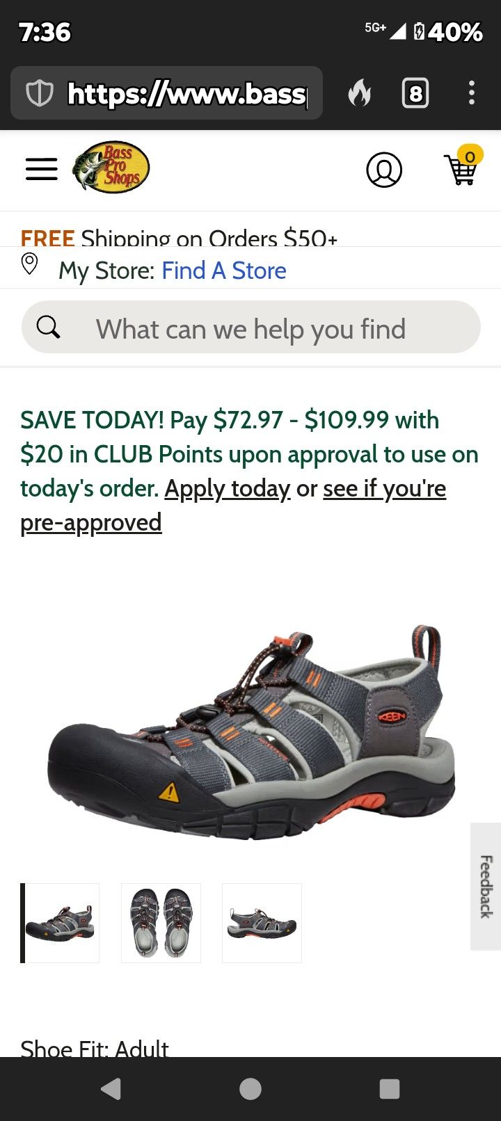 Men's Keen Newport H2 SZ 12