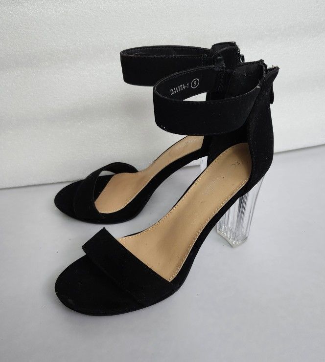 Transparent Lucite Black Party Dress High Heels Shoes