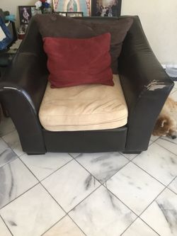 Brown leather sofa chair