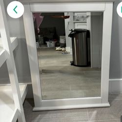 White Wood Bathroom Vanity Mirror