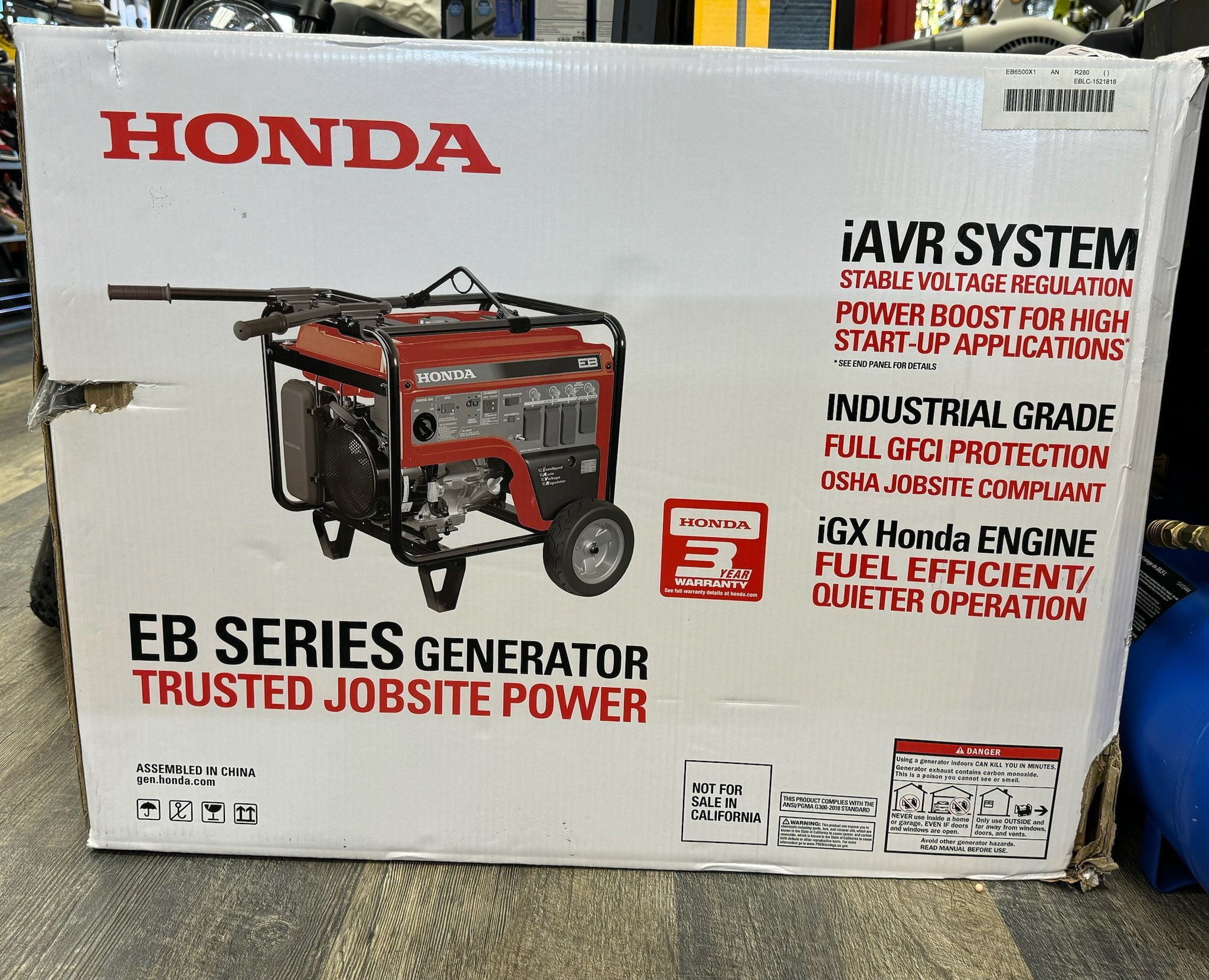Honda 6500-Watt Single Fuel Portable Generator EB6500X1AN NEW IN BOX W/RECEIPT 