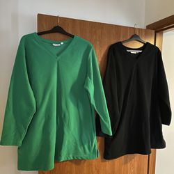 Set Of Two Denim & Co. Long Tunic Style Sweatshirt 3XL