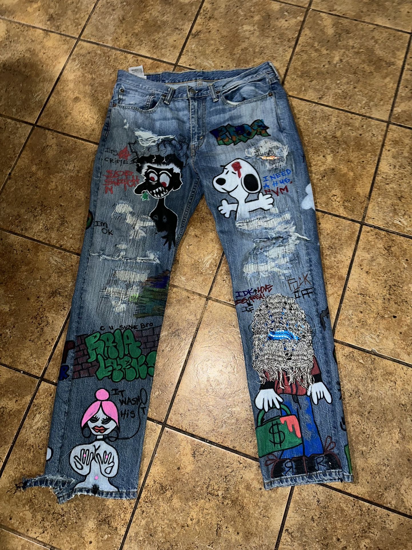 Repaired And Handrawn Levi’s 